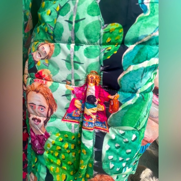 Nicolas Cage Raising Arizona Trippy Cactus Puffer - 80s Coen Bros Pop Art Jacket - Picture 7 of 17